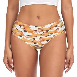 sawoinoa Vos Puppy Cartoon Dier Slipje Vrouwen Medium Taille Slip Vrouwen Comfortabel Elastisch Sexy Ondergoed Bikini Slipje, Mode Pop, XS