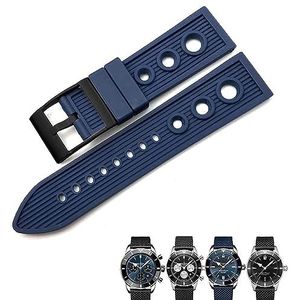 INSTR Natuur Rubber Horlogebandje Voor Breitling Superocean Avenger Heritage Gevlochten Horlogeband 22mm 24mm Band Armbanden (Color : Dark blue black, Size : 22mm)