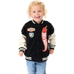 Hot Wheels Jongens Bomberjack | Kinder Hot Wheels Vlamlogo Grafische Print Varsity Jack in Zwart | Kinderen Turbo Race Auto Print Jack met Rits | Modelauto Film Merchandise Cadeau