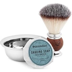 Störtebekker® Premium scheerkwastenset met scheerschaal van roestvrij staal en scheerzeep Sea Breeze [incl. scheer- en baardgids e-book] - cadeau-idee - perfecte aanvulling op scheermes en scheermes