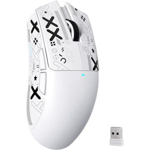 ATTACK SHARK X11SE Draadloze Gamingmuis, 63 g Superlicht Met PixArt PAW3311 Sensor, 22.000 DPI, Tri-Mode BT/2.4Ghz/Bedraad, 1000Hz, 300mAh Batterij, Dubbele Driver, voor PC/Xbox/PS/Mac (Wit met tape)