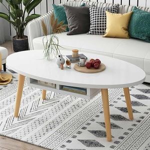 Moderne middentafel - bijzettafel, industriële ovale salontafels, banktafel, eenvoudig en stijlvol meubilair for de woonkamer (Color : White, Size : B)
