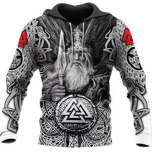 Mannen Vrouwen Viking Hoodies Sweatshirts - Noorse Mythologie Pullover Lange Mouw Trekkoord Capuchon - Unisex Handgemaakt Vintage 3D Print Grote Zak Harajuku Tops