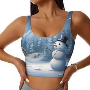Winter Sneeuwman Print Comfortabele Vrouwen Sport Vest Yoga Workout Vest Voor Vrouwen Lichtgewicht Zomer, Zwart, S