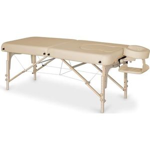 HABYS Olivia Zwangerschapsmassagestafel, 70 cm, hout, met buik-borstuitsnijding en accessoires, 5 cm vulling, PU-bekleding, beige