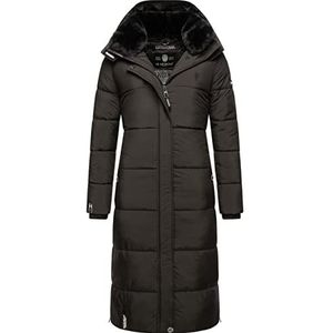 MARIKOO Reliziaa Lange winterjas voor dames, warme gewatteerde jas, met afneembare capuchon, XS-XXL, zwart, XL