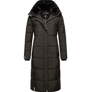 MARIKOO Reliziaa Lange winterjas voor dames, warme gewatteerde jas, met afneembare capuchon, XS-XXL, zwart, S