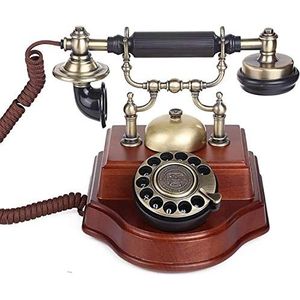 VDLLQYN, Antieke telefoon Europese retro hout antieke vintage thuiskantoor vaste vaste retro telefoon, drukknop ，Antieke telefoon