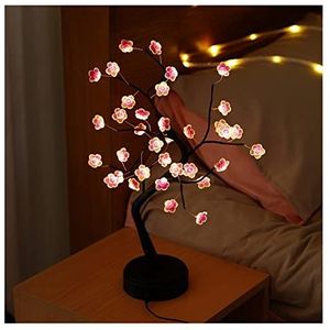 Veren vloerlamp Tafelblad Bonsai Lamp Boom Lamp DIY Kunstlicht Boom Licht Touch Schakelaar Batterij USB Operated LED Nachtlampje Slaapkamer Decor(Color:Plum blossom)