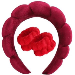 DRESHOW Spa Hoofdband voor Wassen Gezicht Polsband Pak Spons Zachte Badstof Make-up Huidverzorging Anti-slip Hoofdband voor Vrouwen Eén Maat