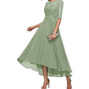 BRIGOW Kant Applique Moeder van de Bruid Jurk voor Bruiloft Prom Jurken Plooien Cocktail Jurken Plus Size, Groen, 32