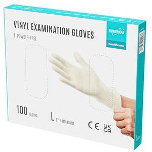 EUROPAPA® Vinylhandschoenen, wegwerphandschoenen, onderzoekshandschoenen, latexvrij, poedervrij, verkrijgbaar in maten S, M, L en XL, geel, 100 stuks