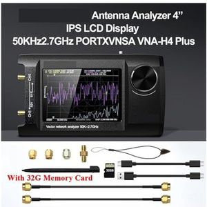 Antenne-analysator, 50 kHz tot 2,7 GHz VNA NanoVNA-H4 vectornetwerkanalysatorantenne Ondersteunt SD-kaart 4 inch IPS LCD-touchscreen, voor netwerkkabeldiagnostiek(32G Memory Card)