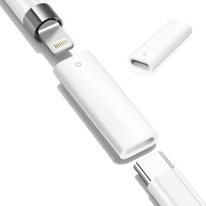 USB-C adapter voor Apple Pencil 1e Generation ondersteunt bluetooth-koppeling voor iPad Lightning naar USB C adapter (1 stuk)