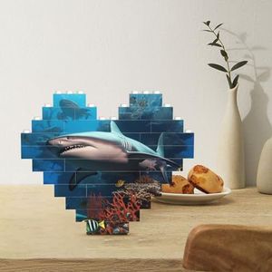 Bouwsteenpuzzel hartvormige bouwstenen onderzeeër haai koraal puzzels blokpuzzel voor volwassenen 3D micro bouwstenen voor huisdecoratie bakstenen set