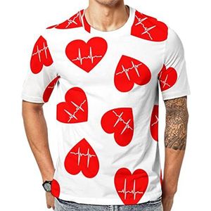Hears Tbeat T-shirt voor heren met korte mouwen en ronde hals, casual T-shirt, tops, 6XL