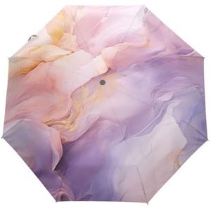 Niigeu Glitter Marmer Graniet Roze Paraplu Automatische Vouwen Mannen Vrouwen Reizen Paraplu Auto Open Sluiten Zon Blokk, Leuke mode, 96 cm