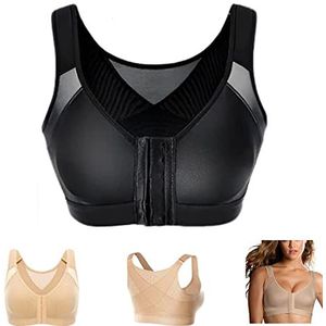 Dfcdcoo Helenbra, Helenbra BH's, voorsluiting houding, draadloze rugsteun, volledige dekking beha (zwart, L)