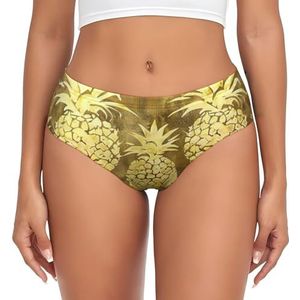 ERSDWRE Gouden Ananas Achtergrond Print Vrouwen Ondergoed Omen Slips Katoen Ondergoed Voor Vrouwen Vrouwen Slipje Zacht Ademend, Zwart, XS