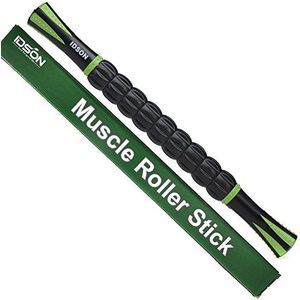 IDSON Spier Roller Stick voor Athletes-18 Inch Body Massage Sticks Tools-Spier Roller Massager voor Relief Spierpijn, Krampen en Tightness, Help Benen en Terug Herstel, Zwart Groen
