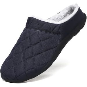 OLACD Indoor pantoffels voor heren warm, lichtgewicht, waterdicht verdikt, winter pluche effen kleur, zachte thuis casual huishoudelijke pantoffels, Donkerblauw, one size