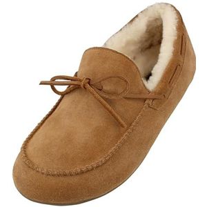 HAFLINGER Lamsvacht klomp mocassin Yumah huisschoen leer, Chestnut 1582, 40 EU