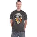 The Beatles T Shirt Sgt Pepper and DrumBand Logo nieuw Officieel Mannen Charcoal
