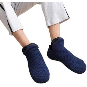 GSJNHY Slipper sokken winter gebreide sokken heren dikker warm thuis slaapkamer sokken slippers man antislip voetwarmer tapijt sneeuwsokken (kleur: diepblauw-2, maat: 43-45)