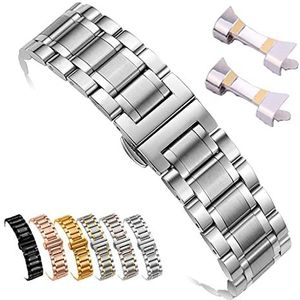 INEOUT 12/14/15/16/17/12/19/20/21/22/23 / 24mm horlogebandriem roestvrijstalen horlogeband armband met holle booginterface (Color : Silver, Size : 14mm)