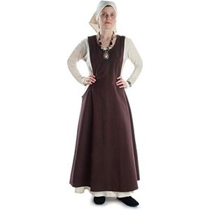 HEMAD Lange eenvoudige middeleeuwse jurk - overjurk - 100% katoen - Bruin