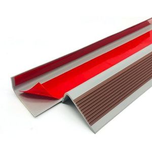 Zelfgeplakte trappen tegen glijbaan 393,7 inch L-vormige rubberen trapleuningen, antislip, zelfklevende traptrederand(Coffee,393.7IN/10M)