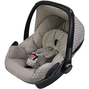 Bambiniwelt Overtrek vervangingshoes compatibel met Maxi-Cosi Pebble voor babyzitje 5-delige complete set (beige sterren)