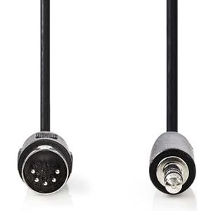 Nedis DIN-audiokabel - DIN 5-pins stekker - 3,5 mm stekker - vernikkeld - 2,00 m - rond - PVC - zwart - label