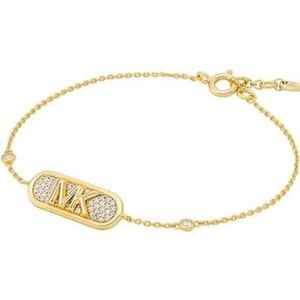 Michael Kors Premium Kors MK goudkleurige sterling zilveren Pavé Empire Link Line-armband voor dames, MKC1730CZ710