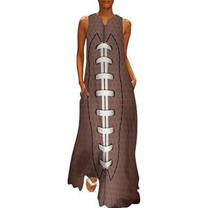 American Football Rugby Damesjurk, enkellange jurk, slanke pasvorm, mouwloos, maxi-jurk, casual zonnejurk, S