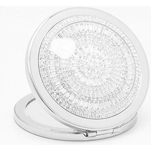 Dkee make-upspiegel 410 steentjes Portable Mirror Portable Folding Dubbelzijdig Princess Vanity Mirror creatief cadeau dames Electroplating kleine spiegel (Color : Silver)