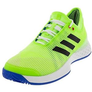 adidas Men's Adizero Ubersonic 3 Tennis Shoe, Signal Green/Black/Glory Blue, 11.5 M US
