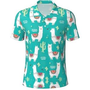 Migpkd Alpaca Cactus Heren is Golf Polo Shirts Korte Mouw Prestaties Vochtigheid Wick Casual Print Collared Golf Shirts voor Mannen, Zwart, M