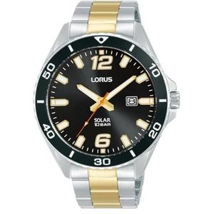 Lorus Sport Man Mens analoge zonne-horloge met roestvrij stalen armband RX363AX9, Goud