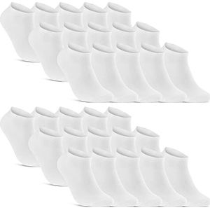 10 | 20 | 30 Sneaker Sokken Heren & Dames Zwart Wit Grijs Katoen (30x Wit 39-42)