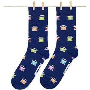 Roits Sokken Camperbusjes Blauw Heren en Dames - Grappige Originele Kleurrijke Premium Socks Funny Happy Socks Men Women Geschenk (36-40)