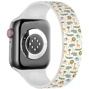 Solo Loop Band Compatibel met All Series Apple Watch 38/40/41mm (Safari Animals Cute) Elastische Siliconen Band Strap Accessoire, Siliconen, Geen edelsteen