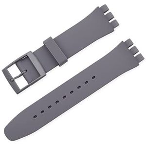 LUGEMA Candy Kleur Siliconen Band Compatibel Met Swatch 12mm 16mm 17mm 19mm 20mm Transparante Mode Vervanging Armband Band Horloge Accessoires: (Color : Grey, Size : 19mm)