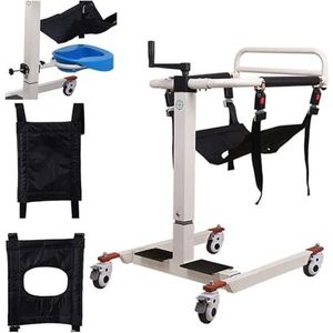 Patiëntenlift voor gehandicapte personen voor thuis, transferstoel, rolstoellift, transportstoel douchestoel met zacht kussen en toiletbril, Home Shifter voor verpleegkundige verlamde ouderen - houdt