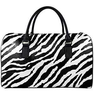 SEANATIVE Grote Capaciteit Reizen Duffle Bag Voor Vrouwen Mens Lederen Weekender Tassen Overnachting Duffle Bag Bagage, Zwarte zebra print