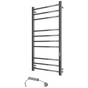 Elna Chrome handdoekradiator, 147 W, elektrisch 1005 x 530 mm, voor hotels, huurwoningen en studio's, roestvrij staal, met thermostaat, timer en eco, IP44, wandmontage, design radiator