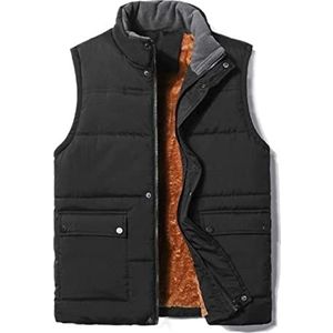 Utdoor Vest, Body Heren Warmer Gilet Fleecejack Met Opstaande Kraag Donsvest Pufferjack Vrije tijd Mouwloos Jas(Black,XXL)