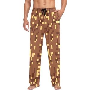 LI ZHI XIN Heren Pyjama Broek Lange Pyjama Bottoms Lente Herfst Dunne Losse Stijl Elastische Taille Tie Strap Met Zak S-XXL Mozaïek Camo Patroon, Meerkleurig, S