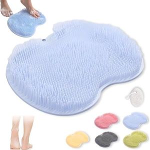 Rufenpurify Siliconen douchevoetschrobbermat, Solespa handsfree siliconen voetschrobbermat, Shopellox voetschrobbers met antislip zuignappen en afvoergaten, gemakkelijk schoon te maken (1 stuk blauw)