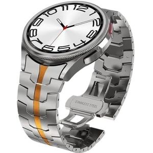 Roestvrijstalen band geschikt for Samsung Galaxy Watch 6, 4, 5 pro 40 44mm klassiek 42 46mm 43 47mm Gebogen uiteinde armband Geen gaten band(Titanium orange,For Galaxy watch 4 40mm)